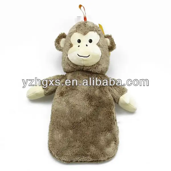 Regali di natale caldi divertente scimmia peluche animale zoo copertura con BS bottiglia di acqua calda in gomma da 750ml all'interno