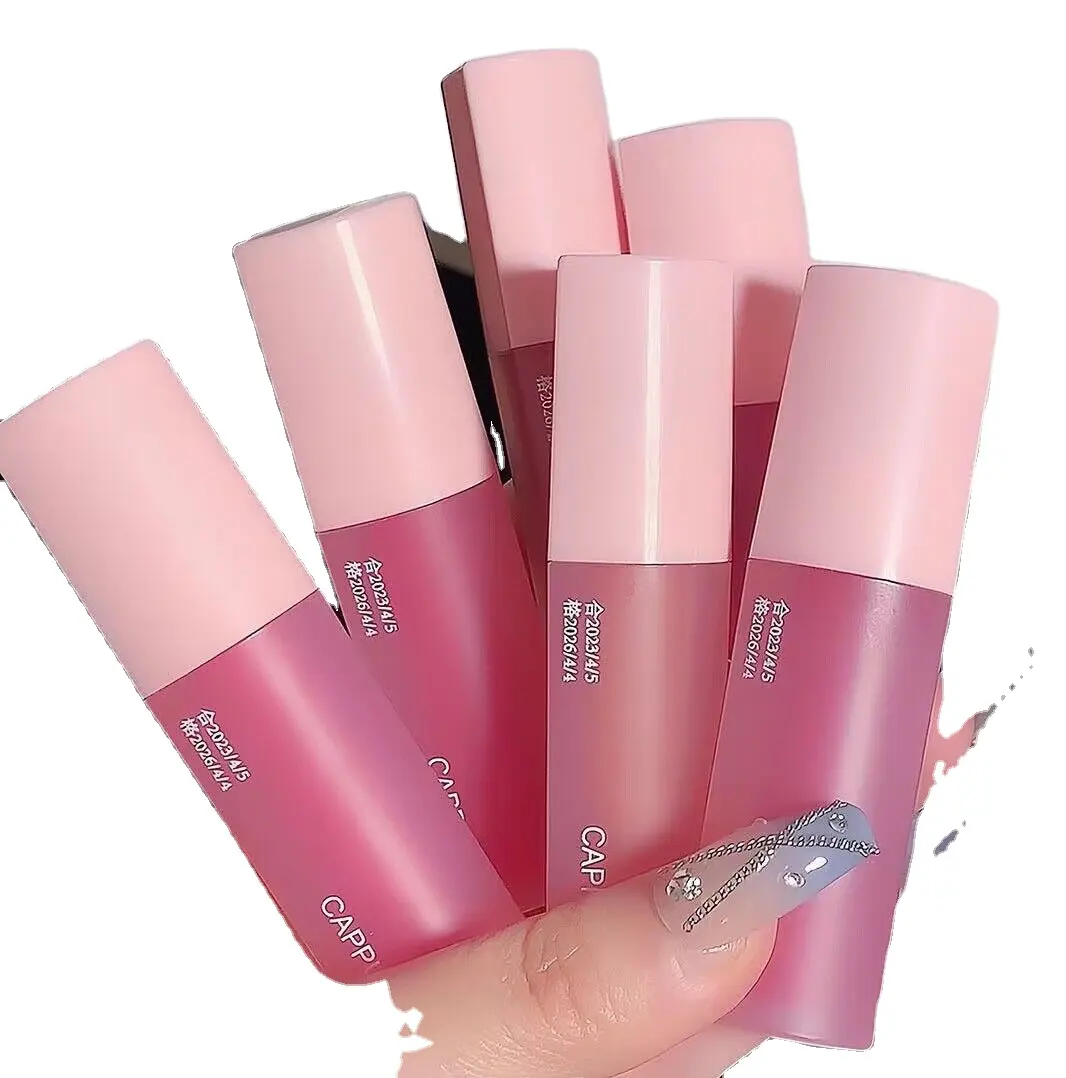 Pink Love Heart Design Lip Glaze Espelho Água Luz Vidro Transparente Lip Gloss Hidratante Feminino Bonito Batom