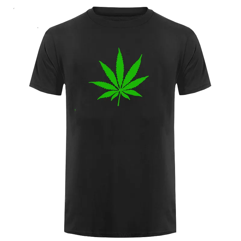 Commercio all'ingrosso di canapa magliette con logo personalizzato stampa del logo della maglietta Degli Uomini Manica Corta T-Shirt Verde di Canapa Foglie Divertente Maglietta per Gli Uomini