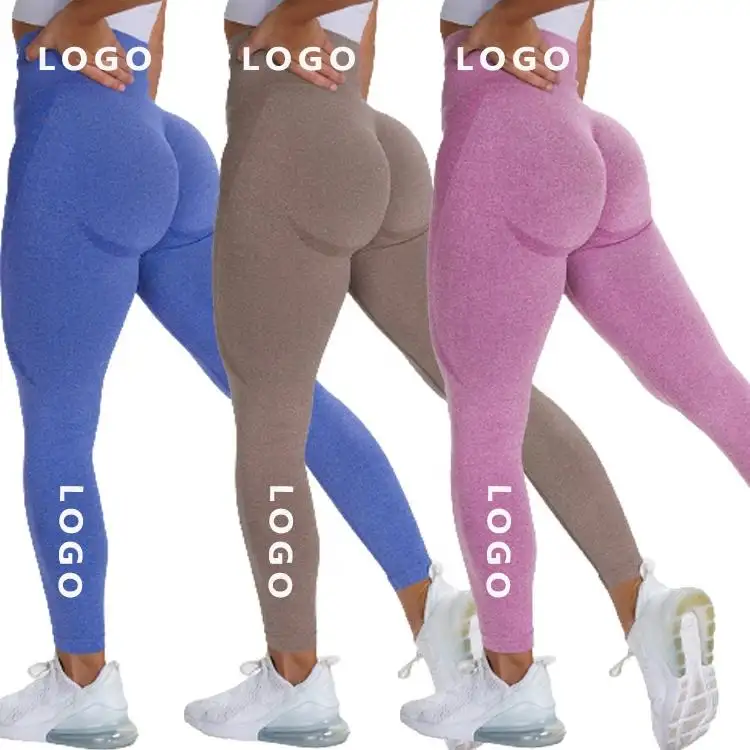 Mallas de Yoga de cintura alta con logotipo personalizado para mujer, mallas elásticas de compresión, pantalones de Yoga sin costuras