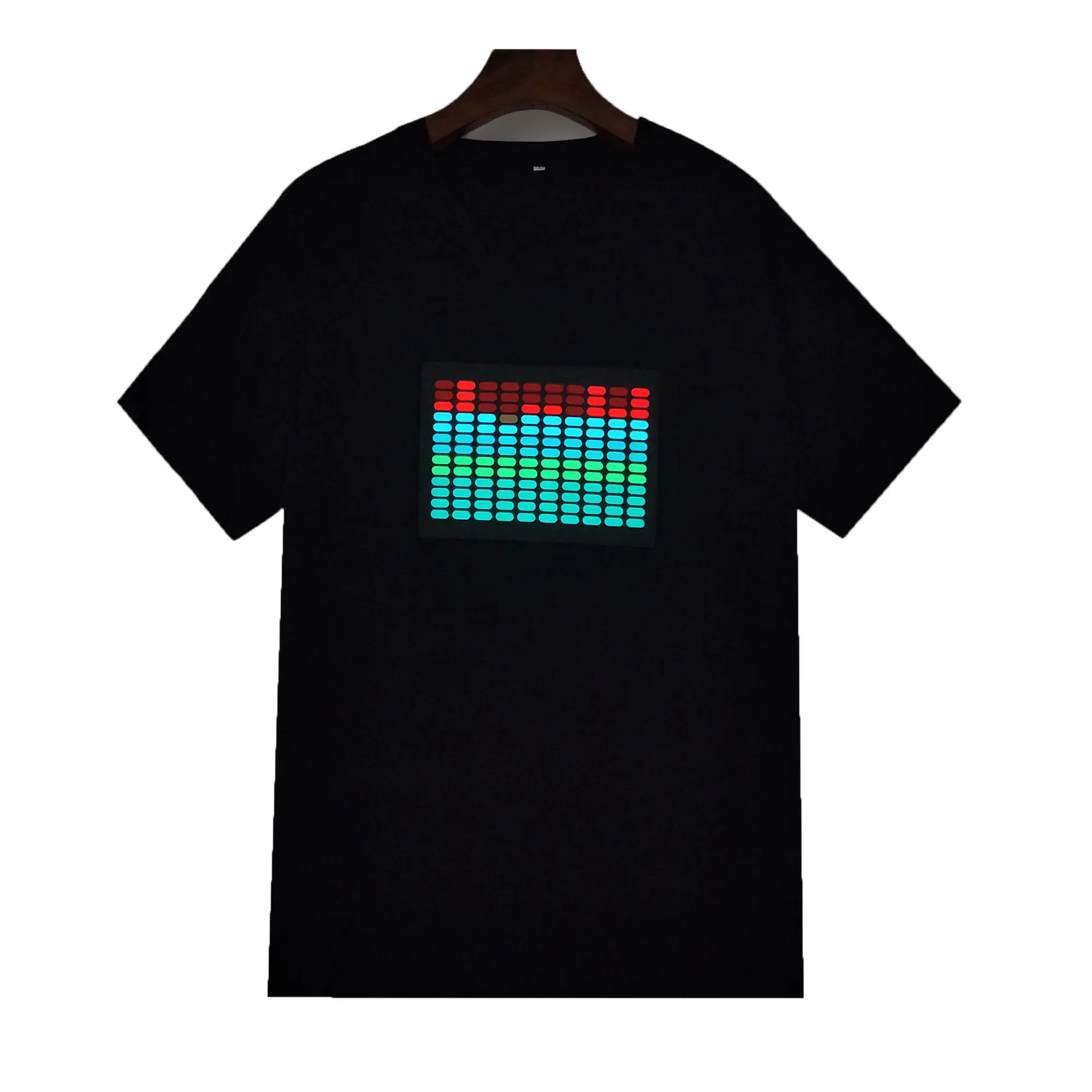 Presente original!! Tee-shirt som ativado led glowing up tee camisa