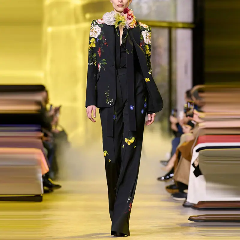 Elegante traje de dos piezas de moda para mujer, ropa de negocios con doble botonadura, conjunto de chaqueta informal