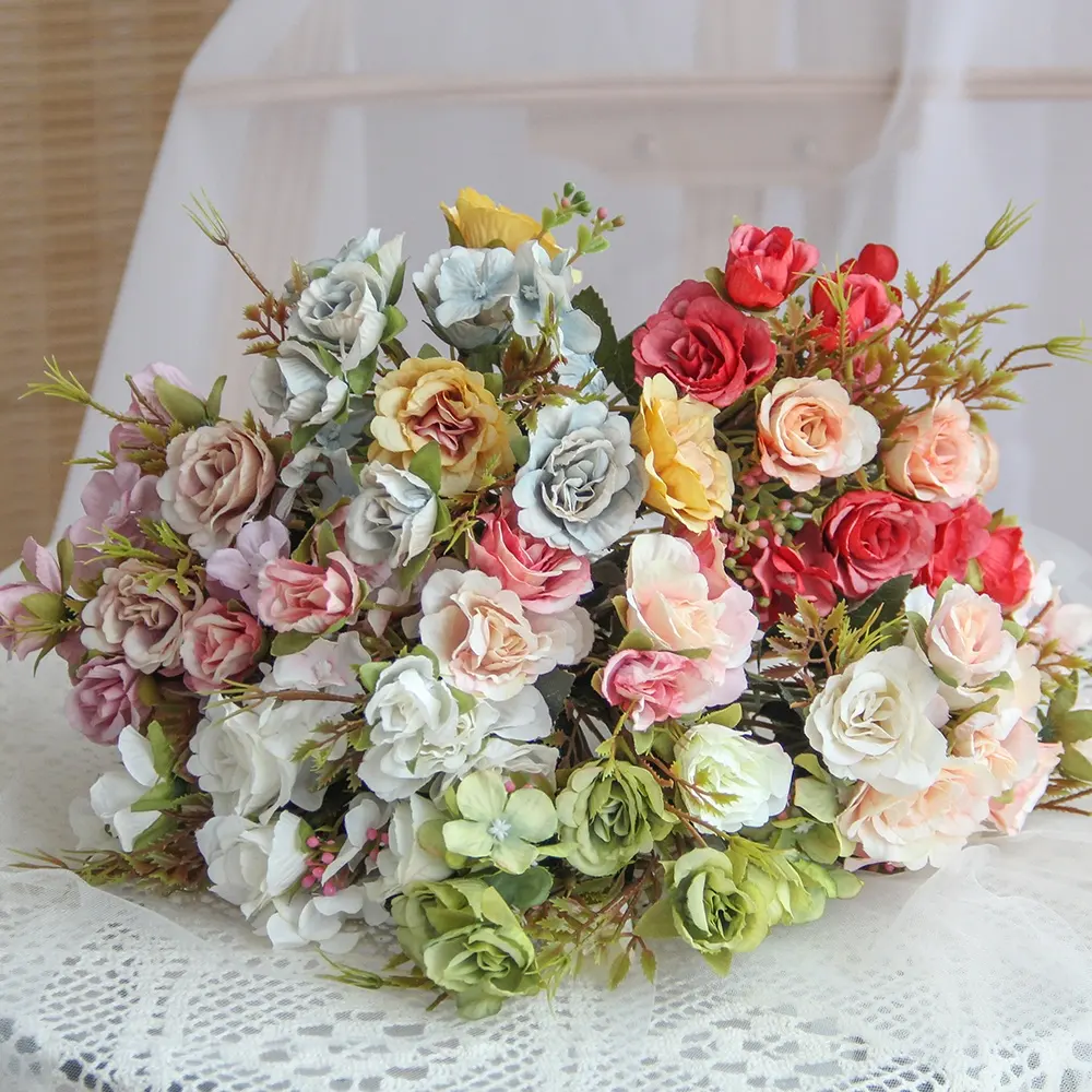 Roses décoratives artificielles, 10 pièces, fausses fleurs, pour un mariage, pour l'extérieur, pour un jardin