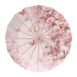 遮阳彩色橡胶防晒紫外线金棒手动晴雨两用三折伞16根肋骨 - Product Image 5