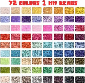 43200 adet 72 renkler için 2mm cam tohum boncuk bilezik yapma kiti küçük boncuklar takı yapımı için mektup boncuk ile el sanatları için hediye - Product Image 6