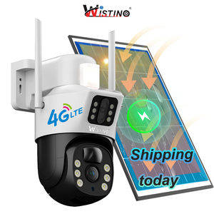 维斯蒂诺热卖V380无线监控摄像机运动检测报警户外IP66防水4g双镜头太阳能摄像机 - Product Image 1