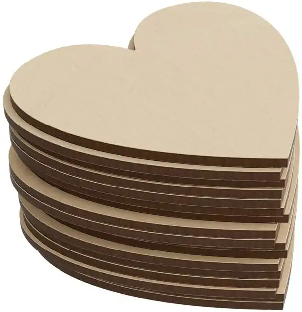 Corazones de madera sin terminar, forma de corazón recortado, 12 pulgadas