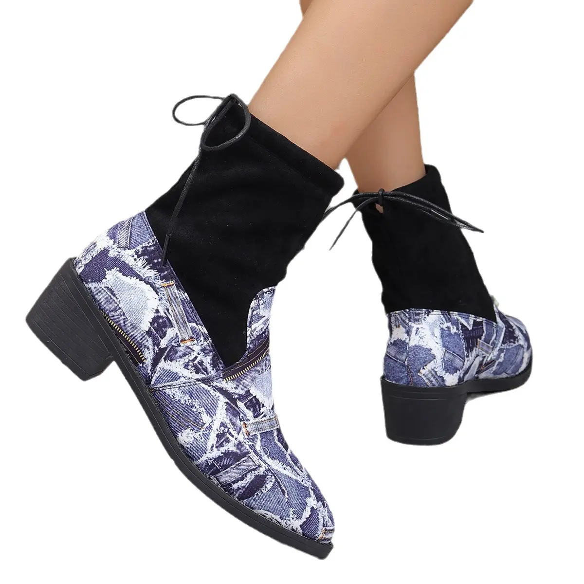 QuiteS Otoño Invierno Nuevas botas de mujer de talla grande Botas de vaquero occidentales con estampado de serpiente Botas de moda puntiagudas
