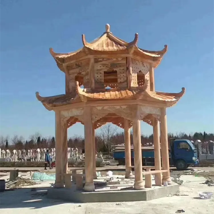 Pavilhão do jardim gazebo grande escultura de luxo pedra natural chinês