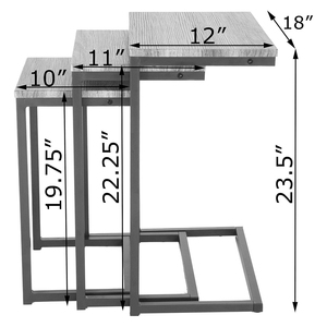Mesas laterales/auxiliares rústicas modernas, Juego de 3 muebles de café con acento apilable - Product Image 6