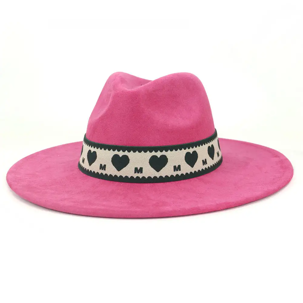 Sombreros de fieltro con detalle de siesta de ante de color sólido al por mayor para mujeres y hombres, sombrero fedora de jazz vintage de ala grande