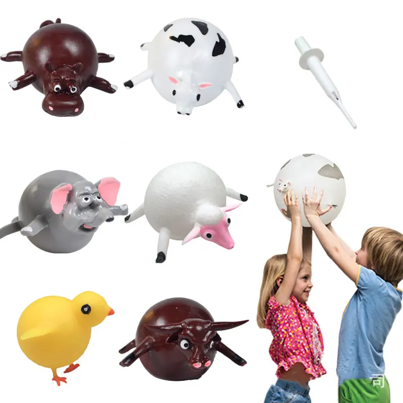 Squishy spremere i giocattoli a forma di animale Fidget con i giocattoli sensoriali del giocattolo del colpo d'aria per i bambini autistici che soffiano i piccoli animali palloncini