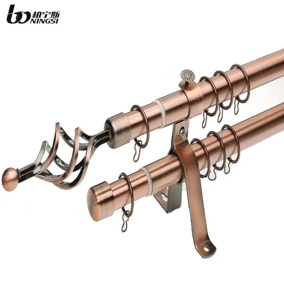 25-28mm Iron Antique Brass extendable iron curtain rod Iron Pole