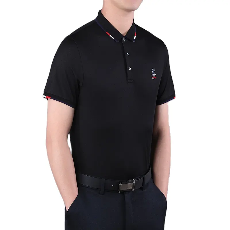 Ventes directes d'usine à manches courtes t-shirt polo noir pour hommes leader vêtements de cérémonie vêtements de travail de bureau chemises polo pour hommes d'affaires