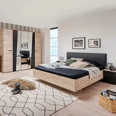 モダンなデザインMDF木製ベッドルームセットOEMブラックオーク家具リビングルームとダイニング素敵なスタイルの木製家具