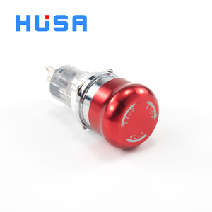 HUSA 16mm in acciaio inox rotativo Reset E-Stop interruttore a pulsante a fungo testa IP65 1 no1nc combinazione pulsante di arresto di emergenza - Product Image 1