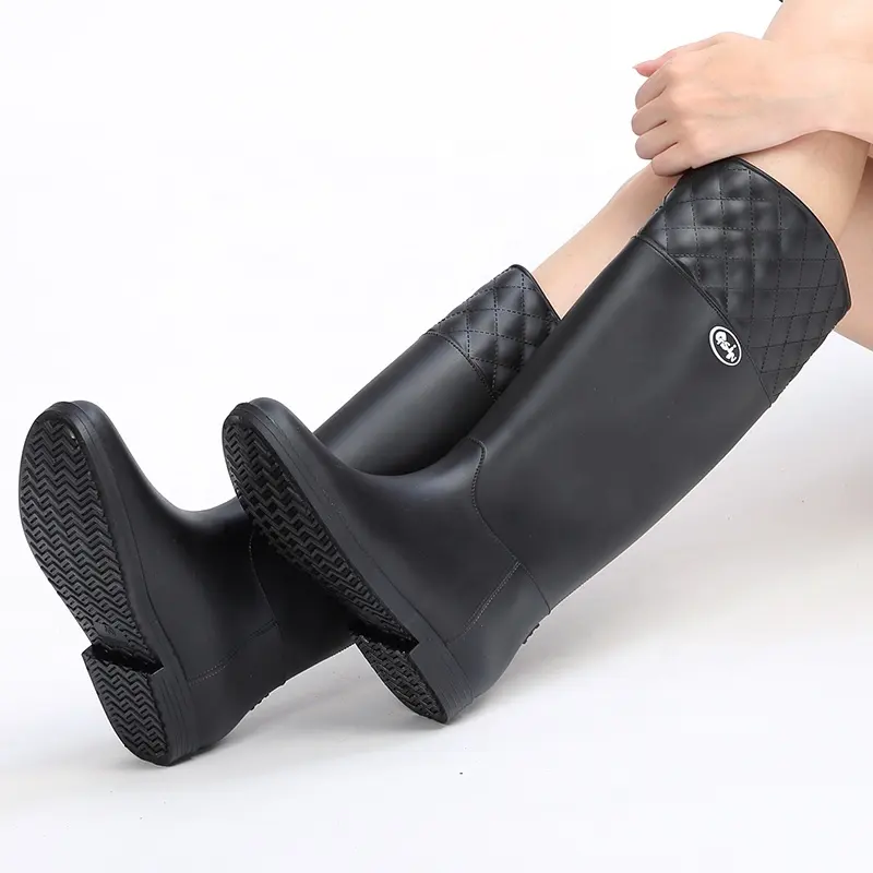 Botas de lluvia impermeables de goma para mujer, botas de seguridad de PVC para lluvia