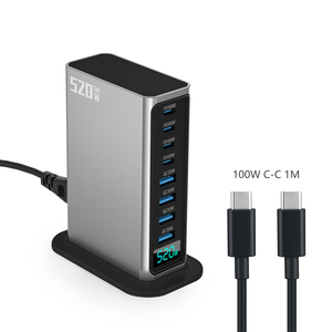 Yüksek kalite 520W GaN 4C4A Multiport güç şarj istasyonu tipi C PD 100W adaptörü tüm dizüstü <span class=keywords><strong>Apple</strong></span> 100W taşınabilir şarj 100W