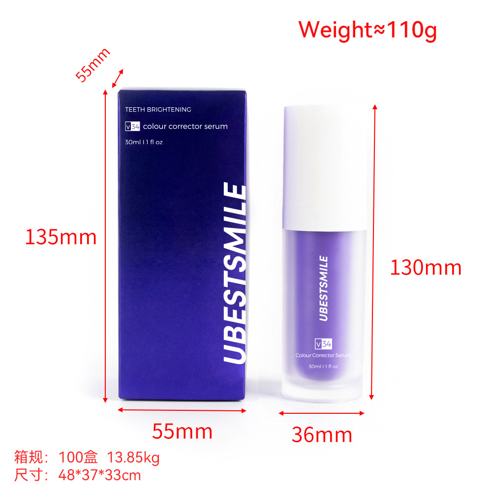 V34 teeth whitening serum purple single layer, exclusive cross-b