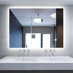 Espejo de baño LED moderno con función de desempañador de tiempo y CCT Diseño esmerilado Vanidad regulable iluminada para la decoración del hogar - Product Image 5