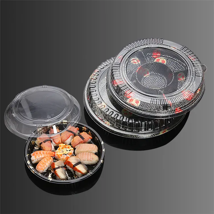 Vassoio di Sushi da asporto d'imballaggio del contenitore di alimento eliminabile di plastica all'ingrosso su ordinazione con il coperchio