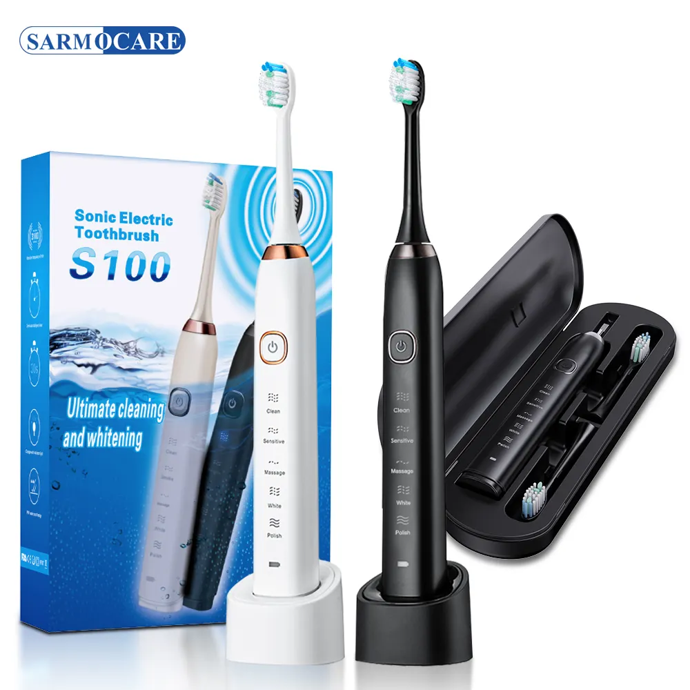 Sarmocare Новая электрическая Аккумуляторная Автоматическая звуковая зубная щетка, водяная зубная щетка, электрическая зубная щетка для отбеливания зубов