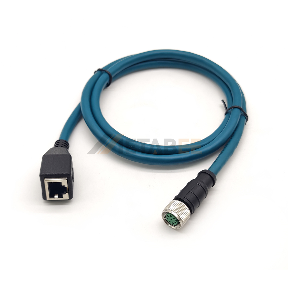 M12 A-Code Female to RJ45 Cat6