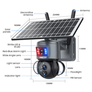 SECTEC 4G Sim kart R & B Alarm çift görünüm çift bağlantı güneş enerjili pil PTZ kamera güvenlik CCTV kablosuz PIR ağ kamerası - Product Image 6