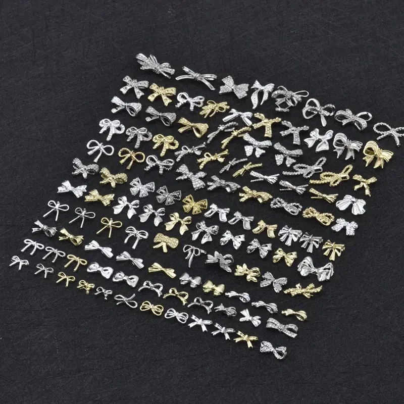 Маникюр ювелирные изделия из сплава лук маленький ароматный галстук-бабочка популярный металлический износ украшения для ногтей аксессуары