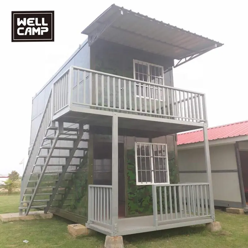 Wellcamp Hot Sale Two Floors Design Folding Container House Collapsible Container Homes Villa Hotel Shop 3D Model Design Office