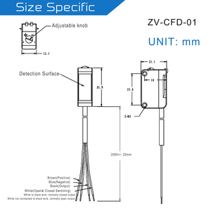 Sensor fotoeléctrico reflectante difuso en miniatura, interruptor óptico, tamaño de punto de luz de 6mm, distancia de detección de 300 mm para logística - Product Image 2