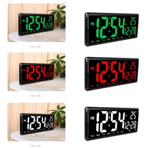 Grande orologio da parete digitale TEMP data settimana modalità notte orologio da tavolo 12/24H memoria spenta sveglia a LED per decorazioni per la casa - Product Image 3