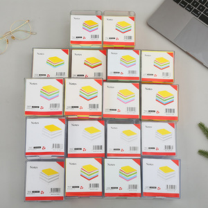 定制印刷荧光N倍彩色记事本立方体便条纸夹便签塑料盒装 - Product Image 2