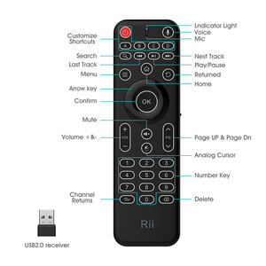 Siyah kablosuz mini klavye RII MX9 akıllı 2.4 için android tv kutusu Ghz hava fare uzaktan kumanda fabrika - Product Image 2