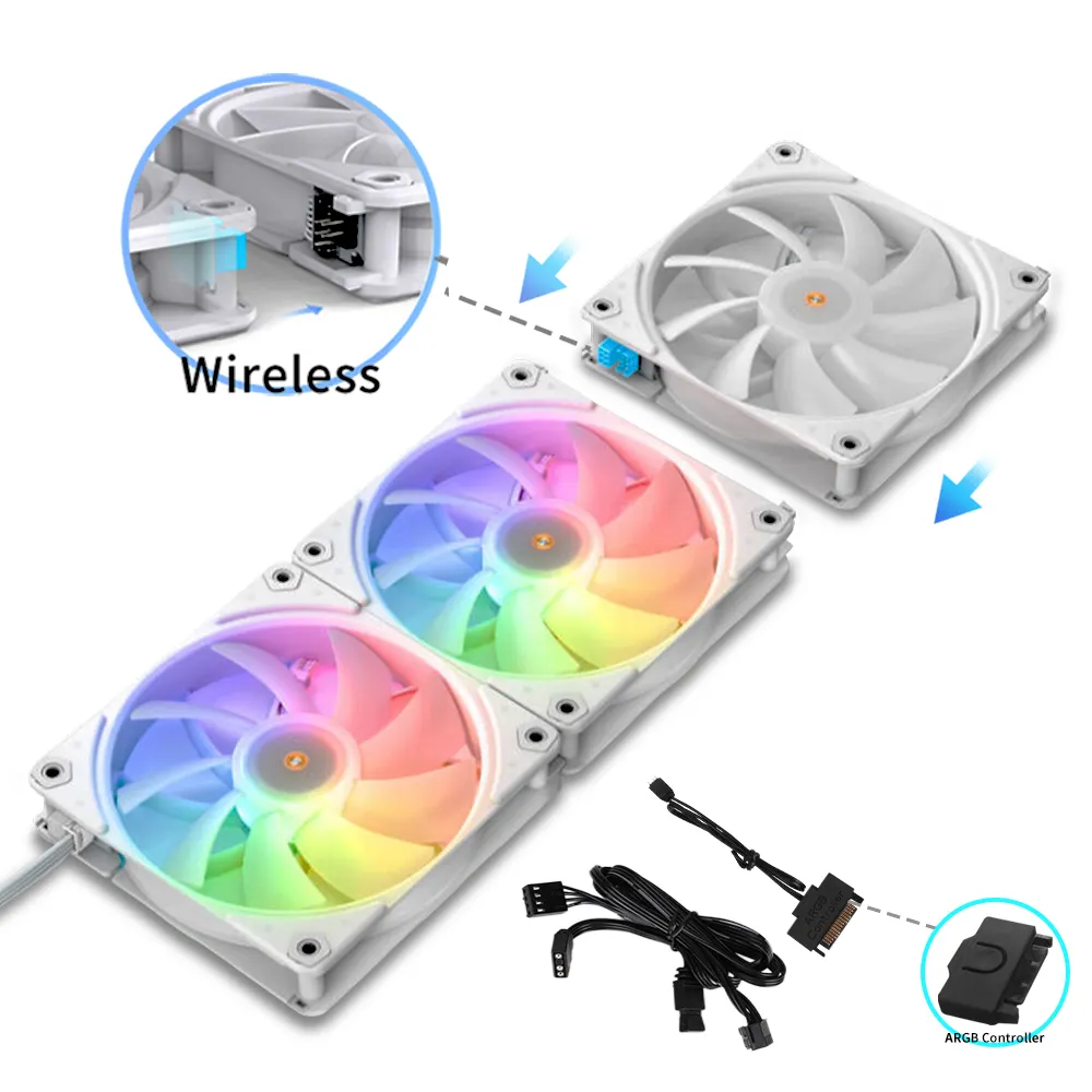 SAMA colorful sync addressable adjustable speed 2pack 4Pin cooler case fan kit with PWM daisy chain