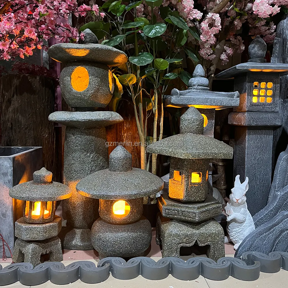 Facoty Custom Outdoor garden decoration Stone Lanterns Pagoda Japanese Garden Lanterns Feng Shui