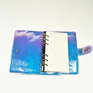 A5 A6 A7 Riutilizzabile Olografica Ufficiale Legante Della Copertura del Rainbow PVC Notebook Shell con Chiusura A Bottone A Pressione 6 Anelli Sciolto Foglia caso
