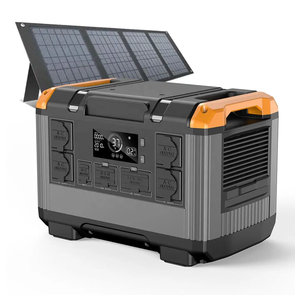 Аварийный солнечный генератор, мобильная солнечная энергия, литиевая батарея LiFePo4, 2000 Вт, 2400 Вт, портативная электростанция для кемпинга