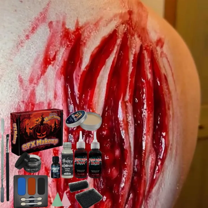 KHY personalizado al por mayor efecto especial látex cicatriz cera sangre falsa prótesis Halloween Sfx Kit de maquillaje