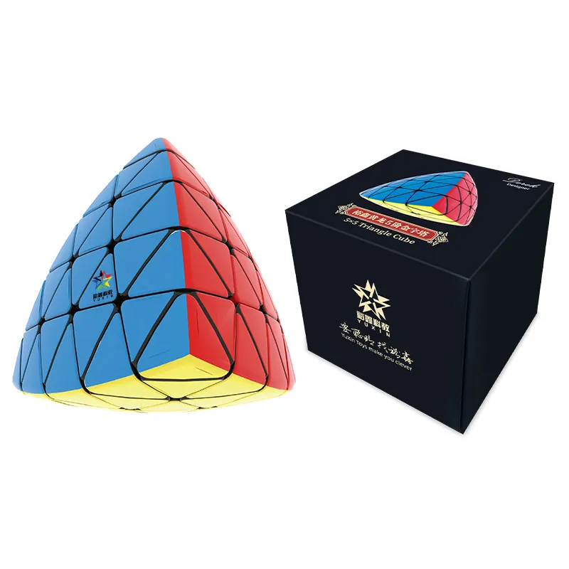 Yuxin HuangLong-cubo mágico de 5x5x5, pirámide sin adhesivo, rompecabezas triangular, juguetes educativos