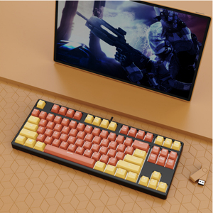 Personalizado 87-Key Wired teclado mecânico Dual-Color azul preto chá vermelho eixo; Silencioso Hot-swappable para Gaming PCB Multilayer