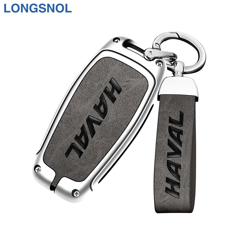 LONGSNOL जस्ता मिश्र धातु कार की चाबियाँ बैग कवर चमड़ा चाबी का गुच्छा गाड़ी की चाबी मामले Haval के लिए गाड़ी की चाबी सामान