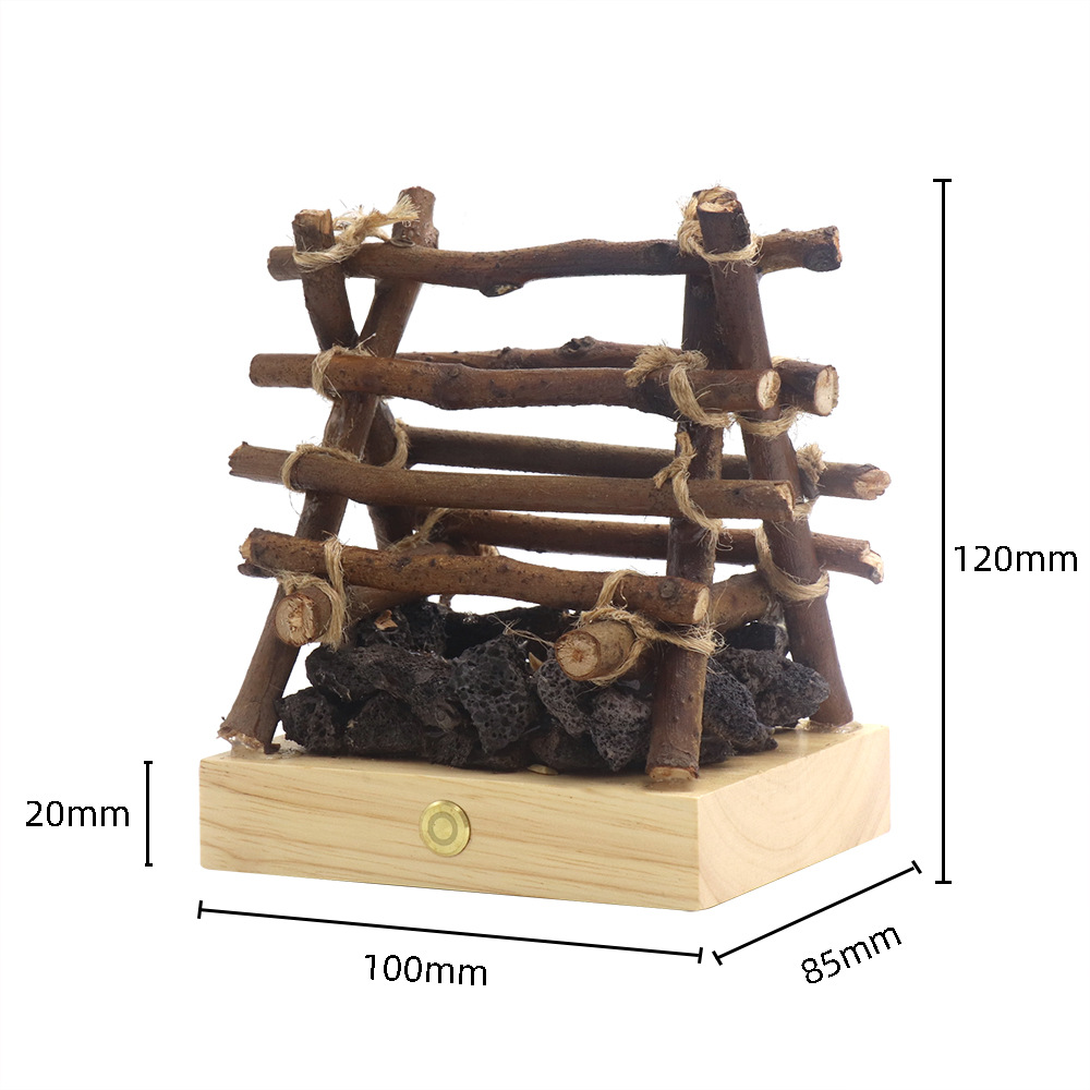 Lampe brasero à branches trapézoïdales - couleur bois naturel
