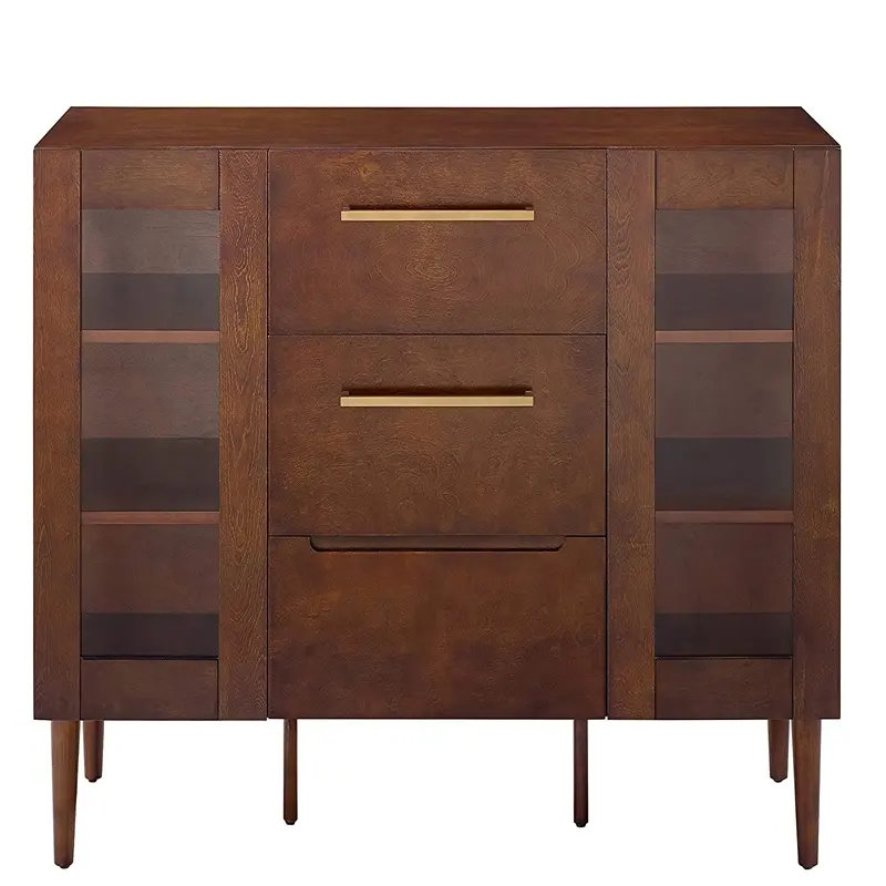 Casa chinesa clássica em mahogany, 6 portas de madeira estilo itália espelhadas em mogno sideboard idustrial e buquê