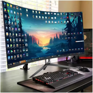 Monitor LCD curvo de 31,5 pulgadas súper ancho 165 Hz 2K con retroiluminación LED Altavoz incorporado PC Gaming Computadora de escritorio usada