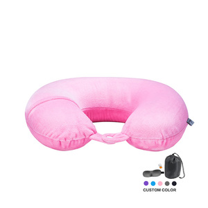 Du lịch màu hồng gối tùy chỉnh màu sắc ấm cúng Bộ nhớ bọt gối với túi - Product Image 1