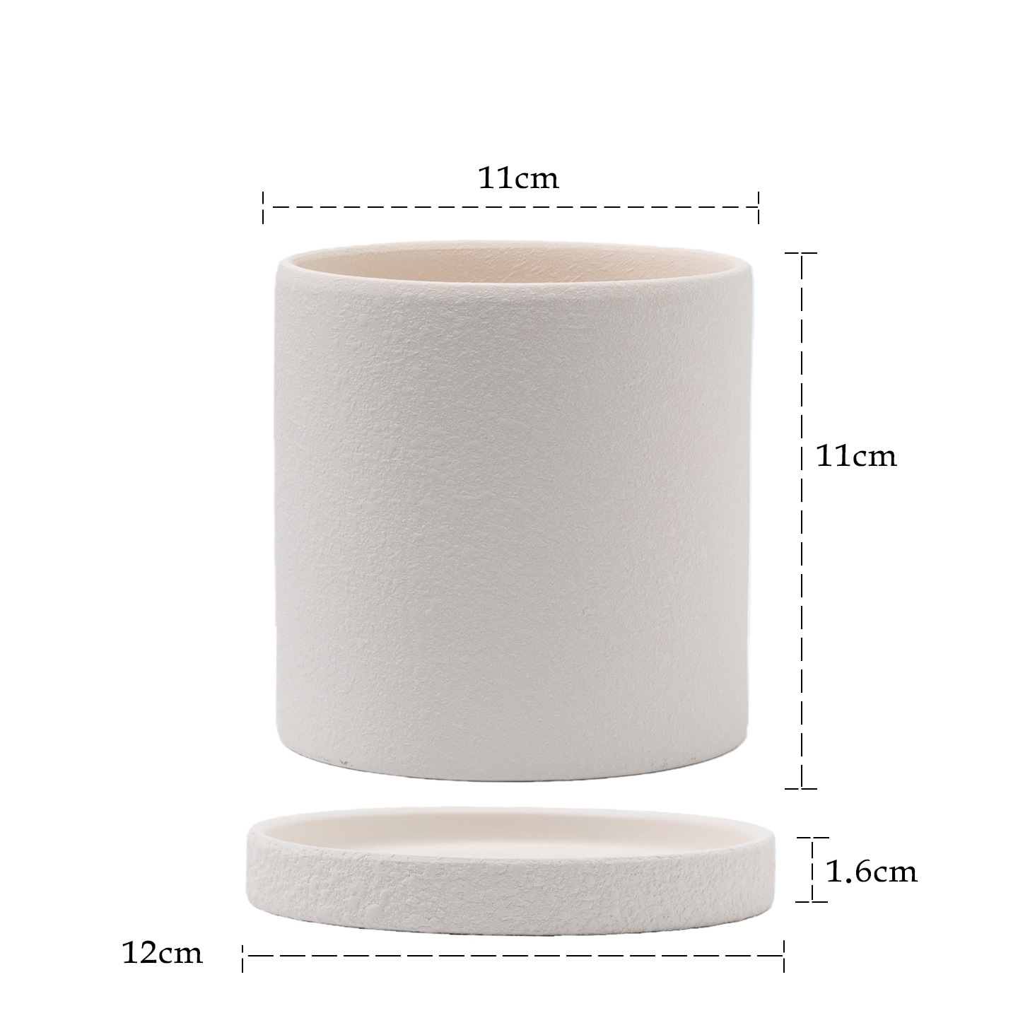 Straight cylindrical bisque clay slip textured surface-1111 cm