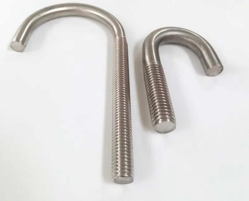 Tornillos de ajuste para techo roscado, tamaño L, bisagra, dimensiones de acero inoxidable galvanizado, Perno de gancho J con tuerca y arandela