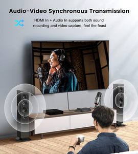SYONG USB C 3.0 Dual for HDMI <strong>Adapter</strong> Microphone Loop-Out AV Matrix 4K <strong>Digital</strong> Multiple <strong>Output</strong> Stream for Laptop Camera 4K Ultra - Product Image 5