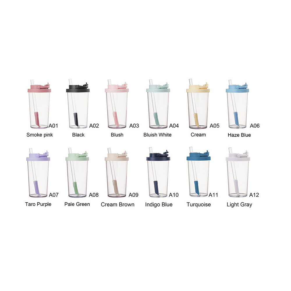 Vaso de plástico transparente de 24 oz con popote, logotipo personalizado, reutilizable